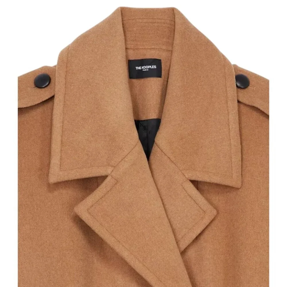 The Kooples Chill Out Oversized Wool Trench Coat Tan Carmel NWT Size 4 FR 36 - Picture 3 of 10